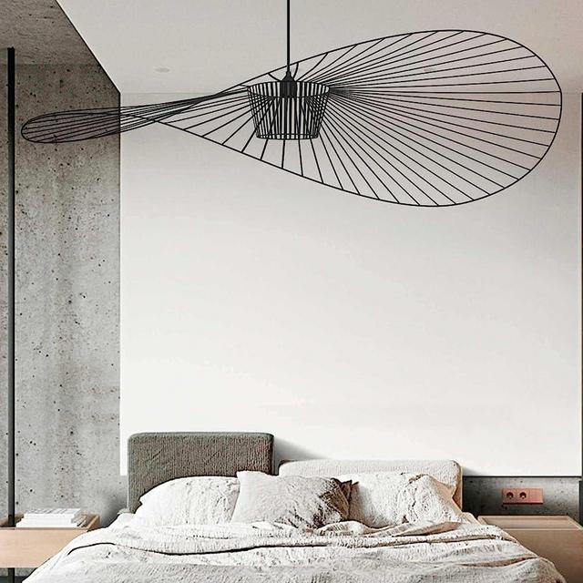 KHLRDK Creative Hat Chandelier, Glass Fiber + Fiber Cloth Hat Design Modern Living Room Kitchen Bathroom Decorative Lighting, LED Chandelier Ceiling Light, E27 Black-100cm