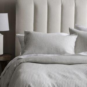 European Linen Duvet Cover Set - King/Cal King Pattern: Mist/White Stripe