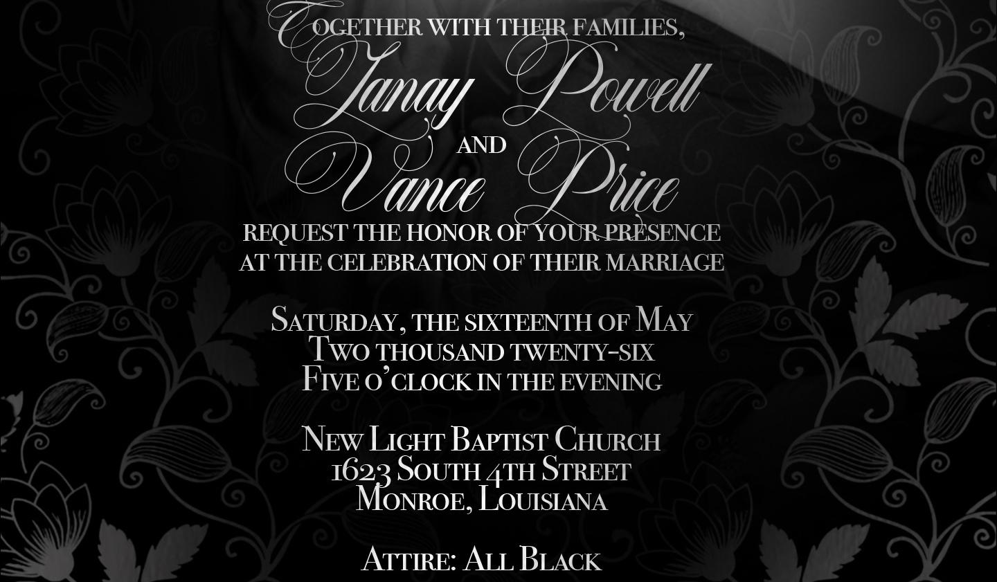 The Wedding Website of Janay Powell and Vance Price