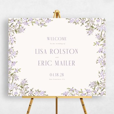 Dark Lilac, Purple Wedding Sign - Allegra Landscape