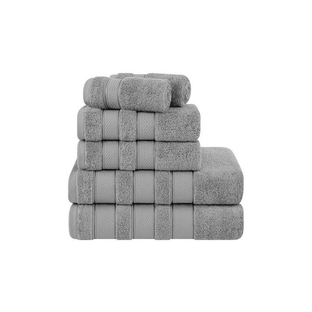 American Soft Linen Salem 6 Piece Towel Set, 100% Cotton Bath Towels for Bathroom, Rockridge Gray