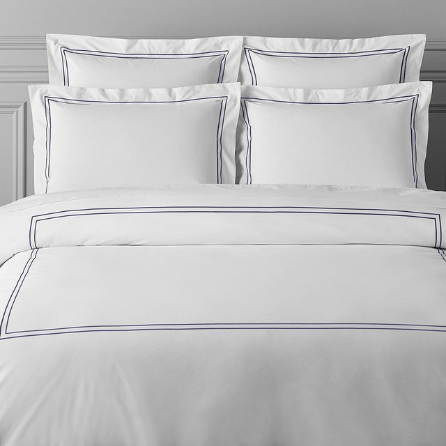 WSH Hotel Bedding With Monogram, Euro Sham, Navy