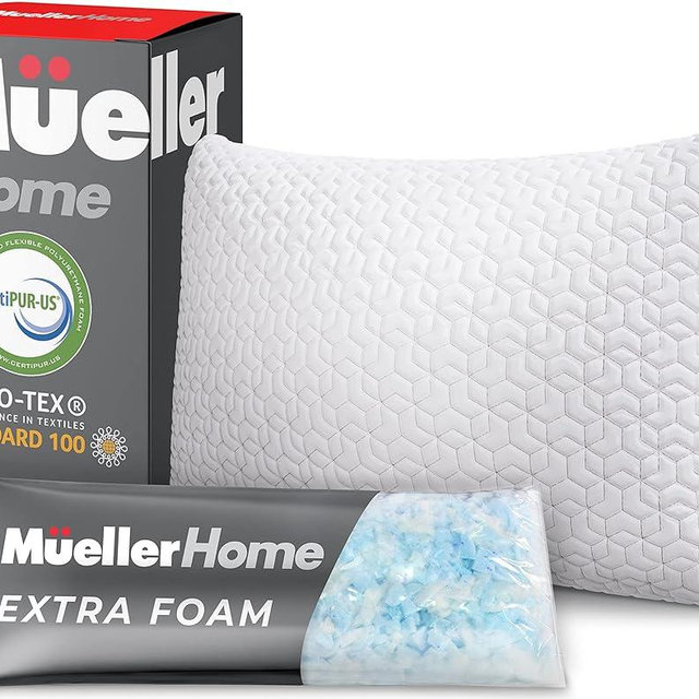 Mueller Nirvana Adjustable Cervical Memory Foam Pillow, Odorless Neck Pillows for Pain Relief, Orthopedic Pillow for Side, Back, Stomach, Hypo-Allergenic and Breathable, CertiPUR-US Certified