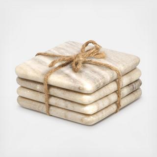 Rolled Edge Marble Coaster, Set of 4