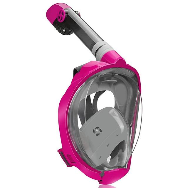 QingSong Full Face Snorkel Mask, Snorkeling Gear with Camera Mount, Foldable 180 Degree Panoramic View Anti-Fog Anti-Leak, Snorkeling Set for Kids and Adults