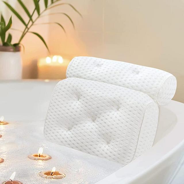 Docilaso Bath Pillow, Bathtub Pillow with 4D Air Mesh Technology and 7 Suction Cups - Comfortable for Shoulder, Neck Support, Great for all Bathtub, Hot Tub, Jacuzzi and Home Spa