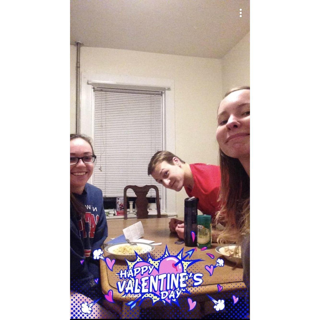 Valentine's Day with co-maid of honor, Kristi Leslie, 2017