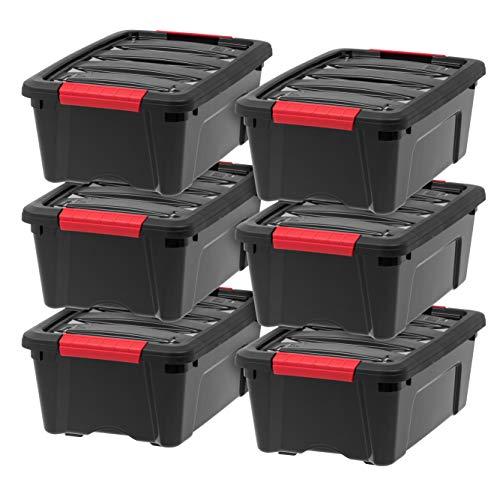 IRIS USA, Inc TB-42 Stack & Pull Storage Box, 12 Quart, Black