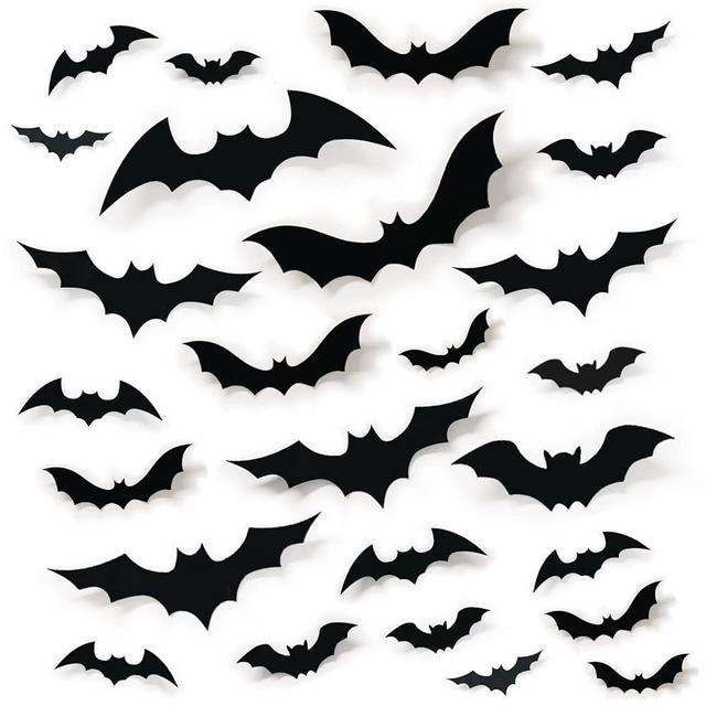 68Pcs Bat Wall Decor, Halloween Decorations 3D Bats Wall Decor Realistic PVC Bats Stickers for Outdoor DIY Home Decoration Party Supplies
