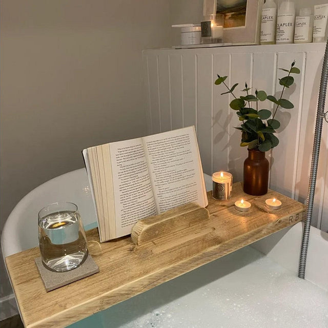 Wooden Scaffold Board Bath Tray - Bath Caddy/Bath Shelf/Bath Board/Wine Holder | THE WOOLSTON