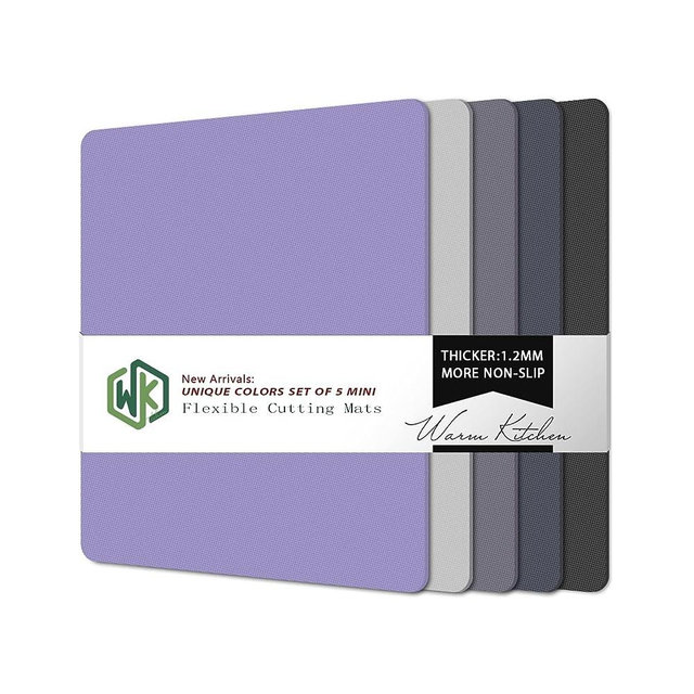 Plastic Cutting Boards for Kitchen, WK Small Flexible Cutting Board Set of 5, Non Slip Cutting Mats for Meat, BPA Free, Dishwasher Safe, 7.5"x11.5"