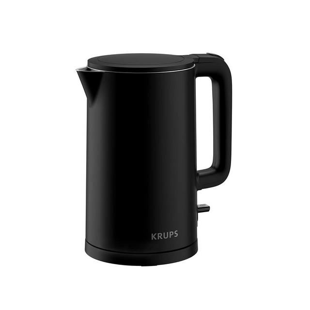KRUPS 1.5L Electric Kettle, Cool Touch Stainless Steel Interior, Fast Boiling, one cup in 80 seconds, Double Wall, Fast Boiling, Auto Off, Keep Warm, Cordless, Black