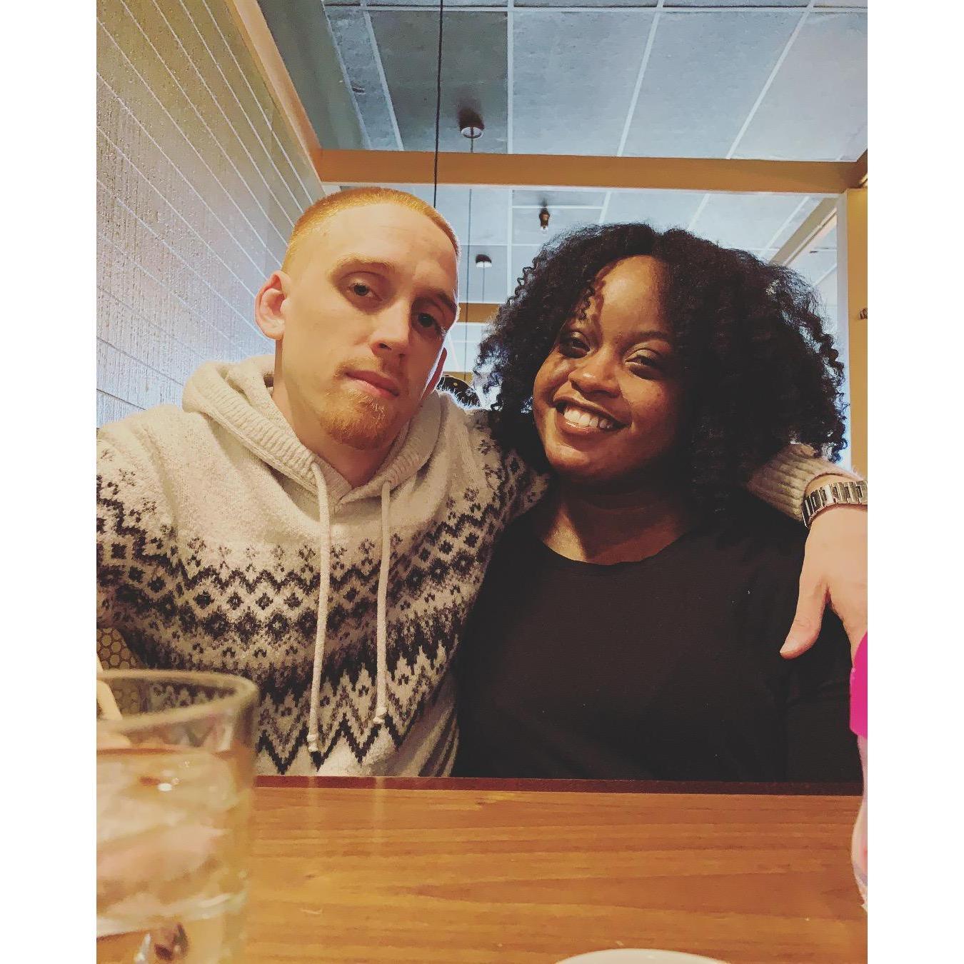 Valentine’s Day lunch... moments before he got on one knee.