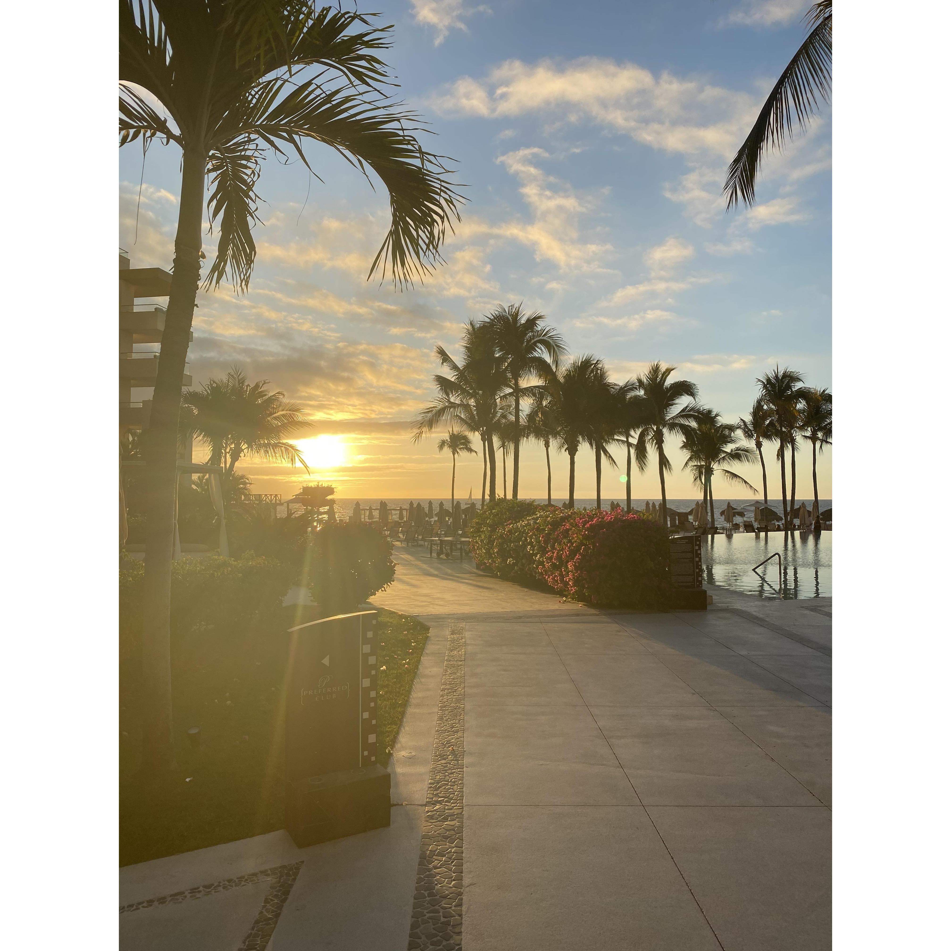 Walking to the beach to watch the sunset