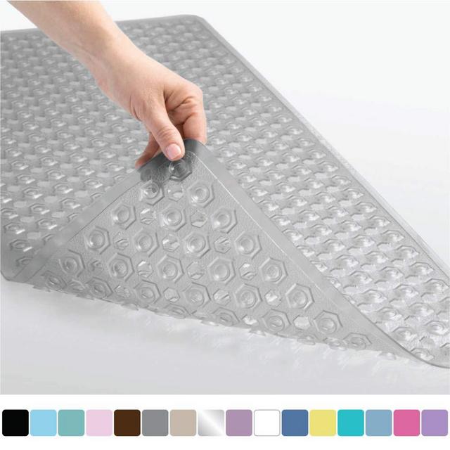 Gorilla Grip Original Patented Bath, Shower, Tub Mat, 35x16, Machine Washable, Antibacterial, BPA, Latex, Phthalate Free, Bathtub Mats with Drain Holes, Suction Cups, XL Size Bathroom Mats, Gray