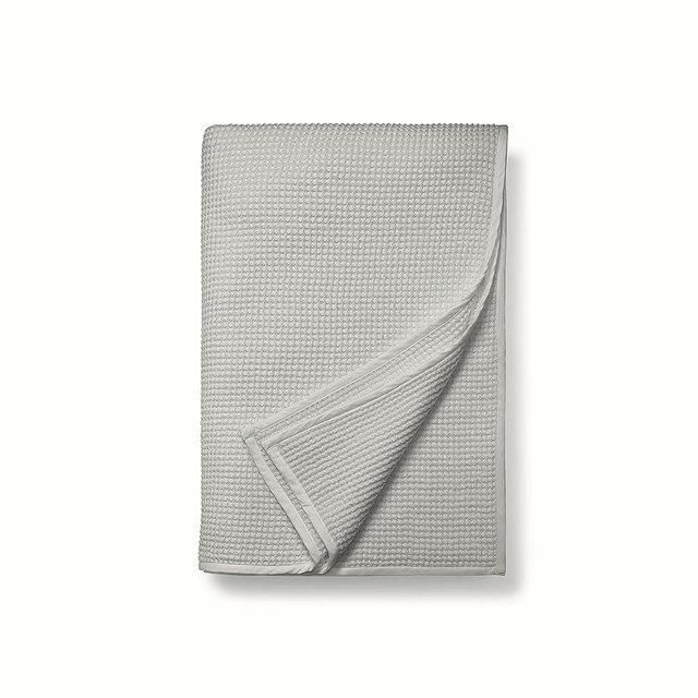 BOLL & BRANCH Waffle Bed Blanket – Luxurious 100% Organic Cotton Bedding – Soft, Lightweight and Breathable – Plush and Springy Waffle Weave Design – Pewter, King/Cal King