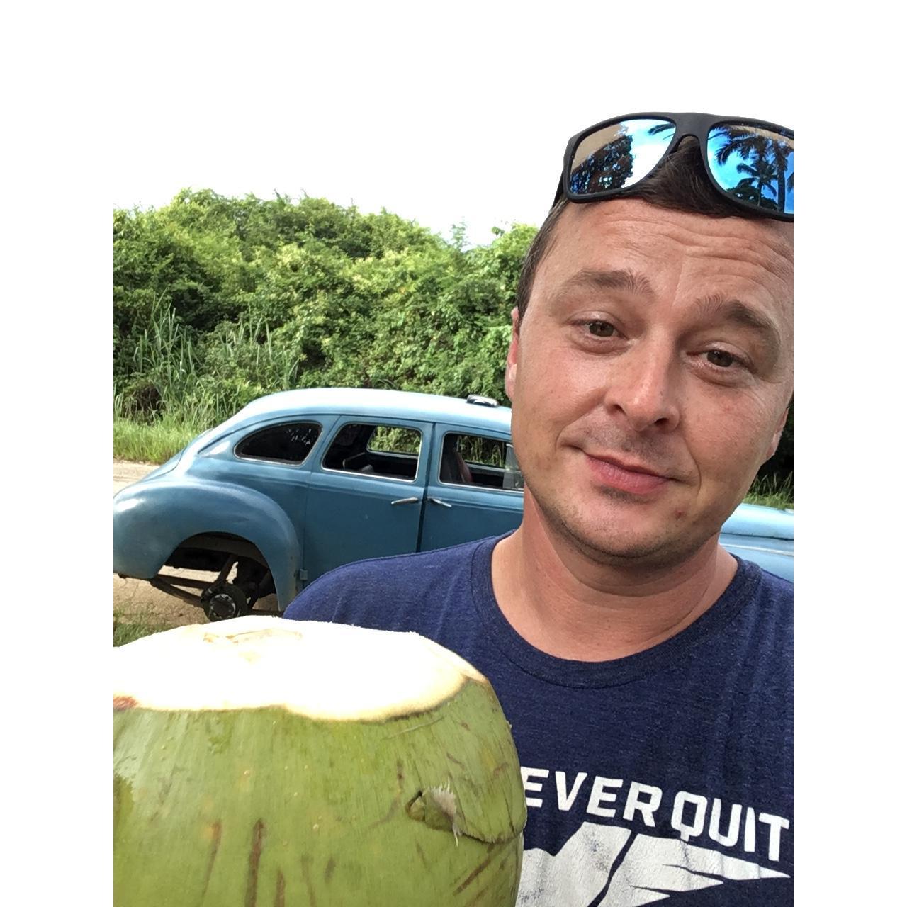 Obligatory "Hold a Coconut in front of a 1950's car" in Cuba.