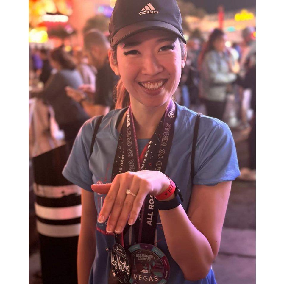The least blurry photo I could find with her ring.