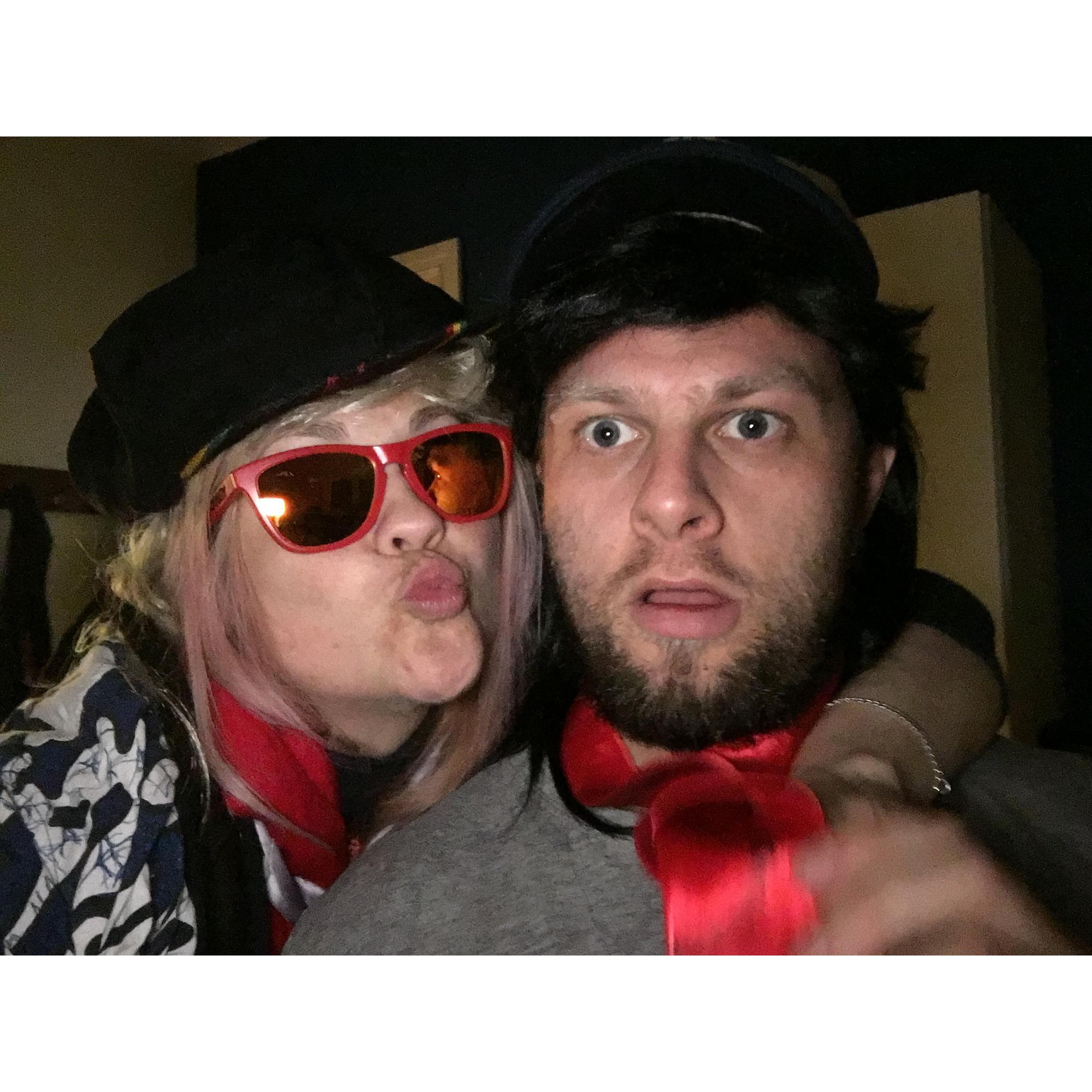 One of our first 'dates'. Nick's roommate Jimmy owns a dress ups box and is excellent at keeping drinks refreshed. Never a dull night at Jimmy's!