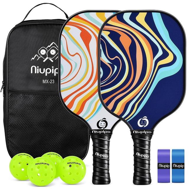 niupipo Pickleball Paddles, Pickleball Paddles Set of 2/ Family Paddles, Fiberglass Surface, Polypropylene Honeycomb Core, Cushion Grip, Lightweight Pickleball, Portable Carry Bag, White