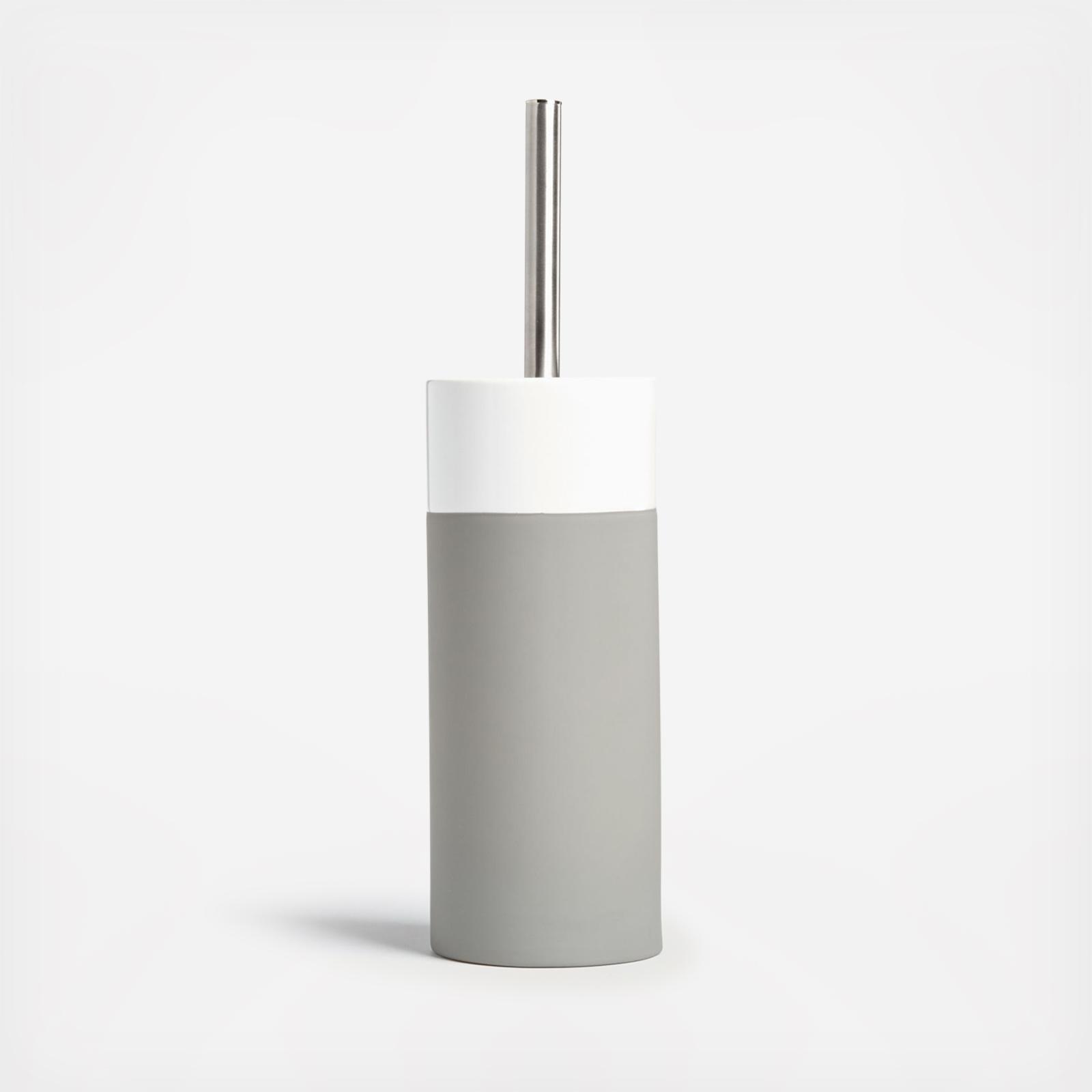 white ceramic toilet brush