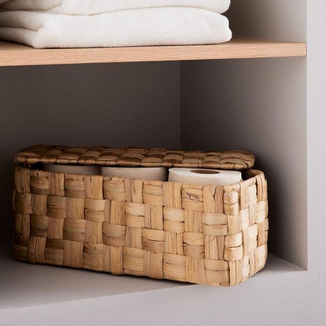 Rounded Weave Basket, Rectangular Lidded, Small