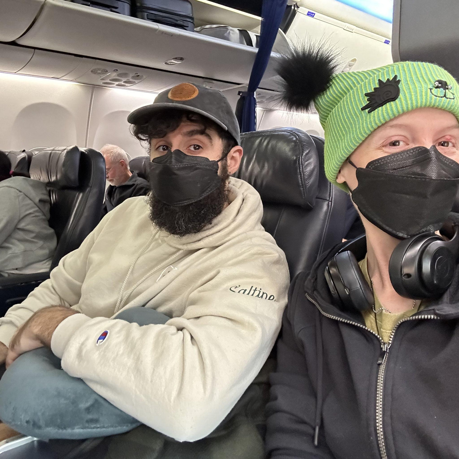 Flying home.