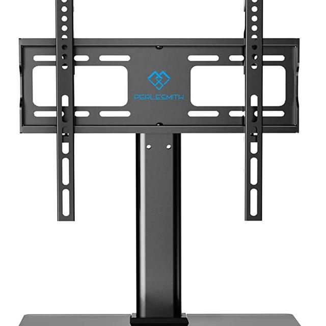 PERLESMITH Swivel Universal TV Stand / Base - Table Top TV Stand for 32-55 inch LCD LED TVs - Height Adjustable TV Mount Stand with Tempered Glass Base, VESA 400x400mm, Holds up to 88lbs