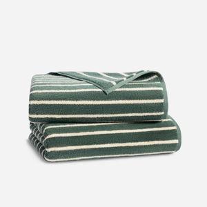Brooklinen Super-Plush Turkish Cotton Bath Sheets in Striped Botanical Green