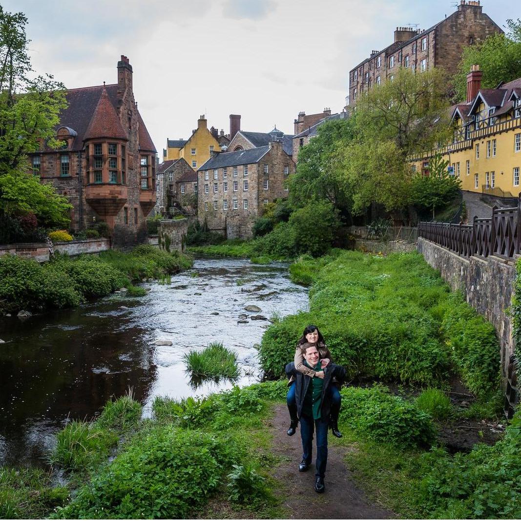 Us at the Dean's Village in Edinburgh, Scotland.