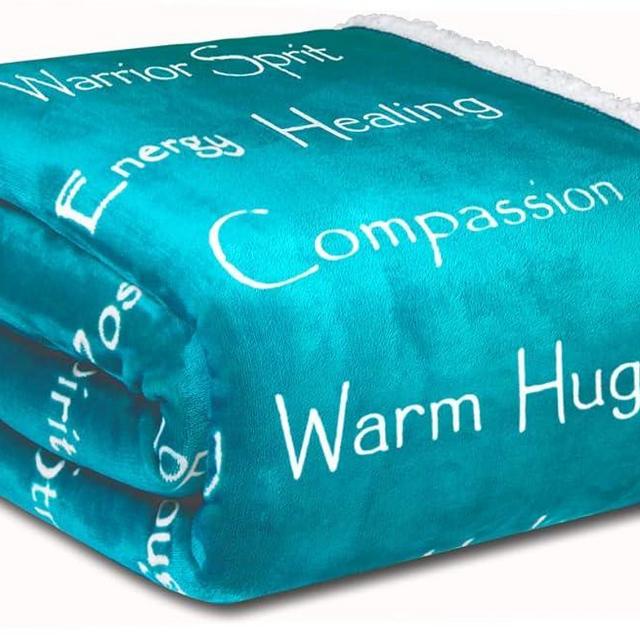 WOLF CREEK BLANKET Co.- Compassion Blanket - Strength Courage Super Soft Warm Hugs, Get Well Gift Blanket Plush Healing Thoughts Positive Energy Love & Hope with Fluffy Comfort (50"x 65" Teal)