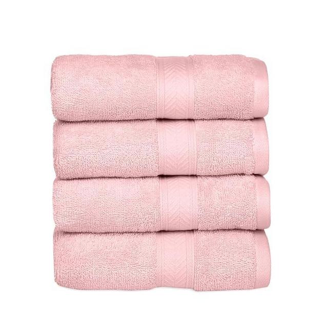 Casa Lino 100% Cotton Hand Towels for Bathroom - Soft, Highly Absorbent & Quick Dry Kitchen Towels - Gym Towel Set - Travel Towel Set - 24" x 16" - Pack of 4 - (Blush Pink)