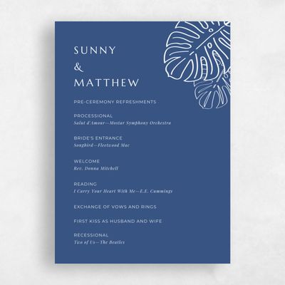 Grayed Teal, Blue Wedding Program - Morelos