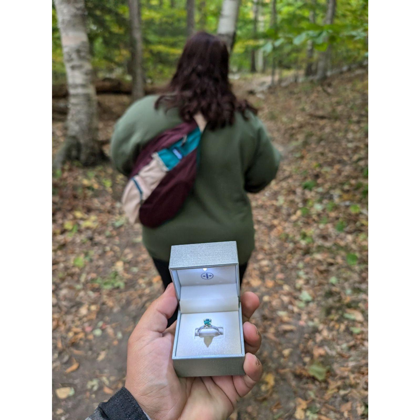 Him being sneaky on the hike.