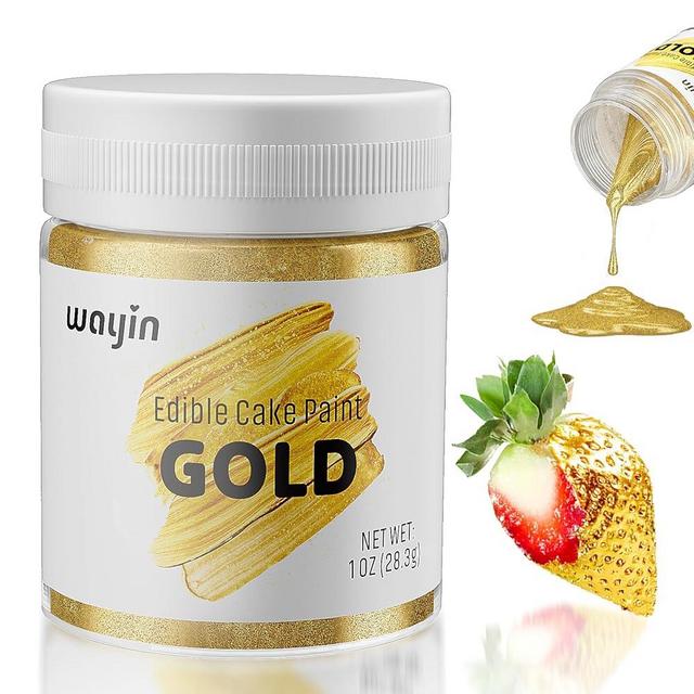 Gold Food Coloring Metallic Glitter Paint for Baking-Wayin Upgraded Vibrant Color Edible Glitter Cake Paint for Art Decorative Food Grade Shimmer Paint forCupcakes, Cookie, Donuts, Fondant, Candy,