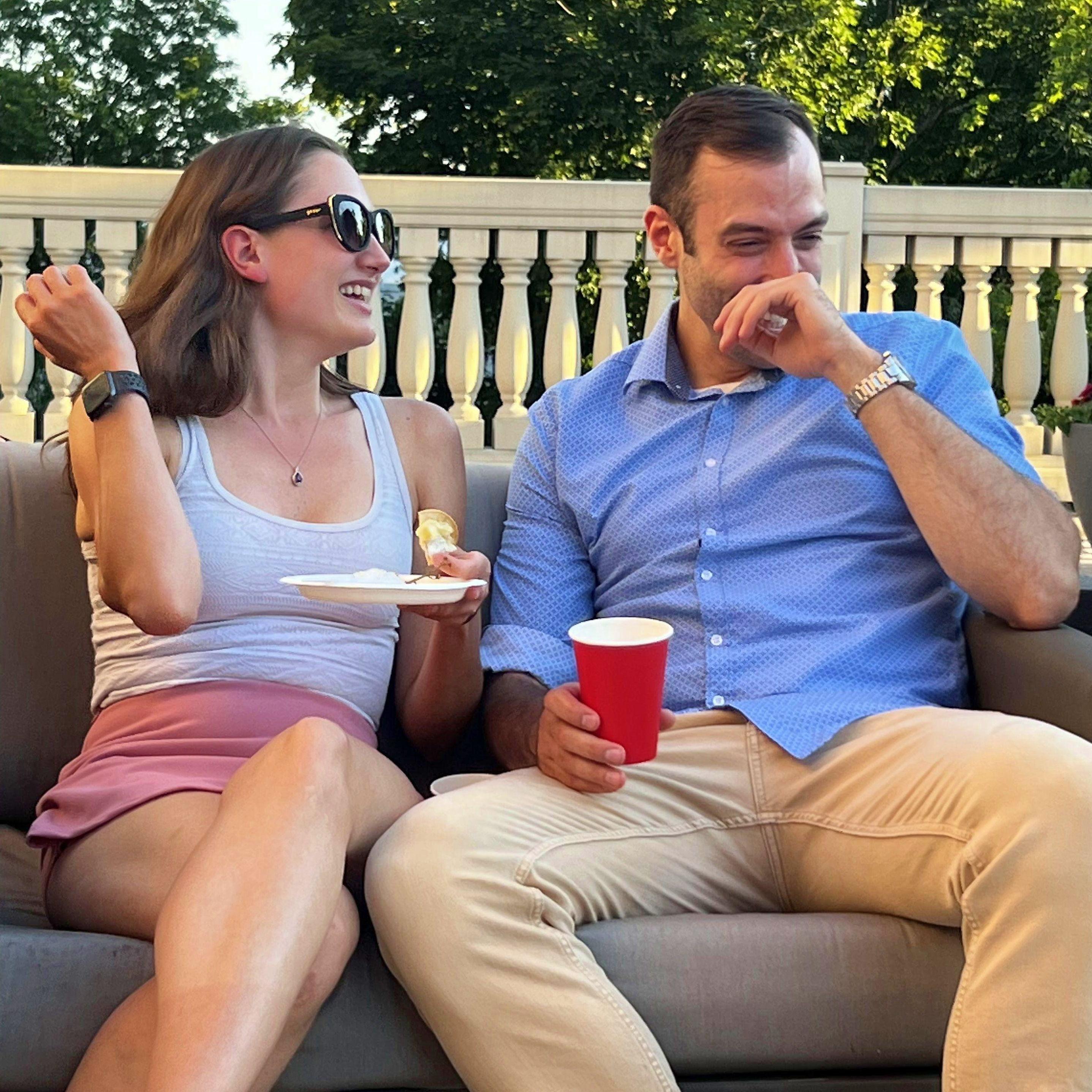 Fielding's face when he realized Annastacia is funnier than he is.