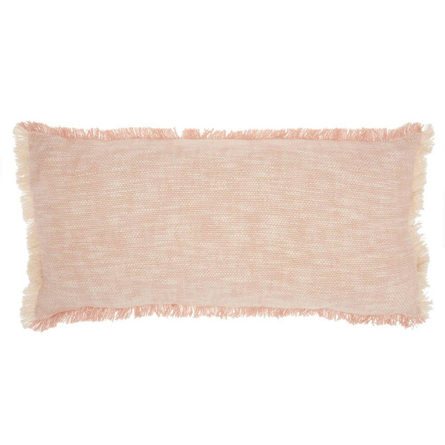 14"x30" Life Styles Woven Fringe Lumbar Throw Pillow Blush - Mina Victory