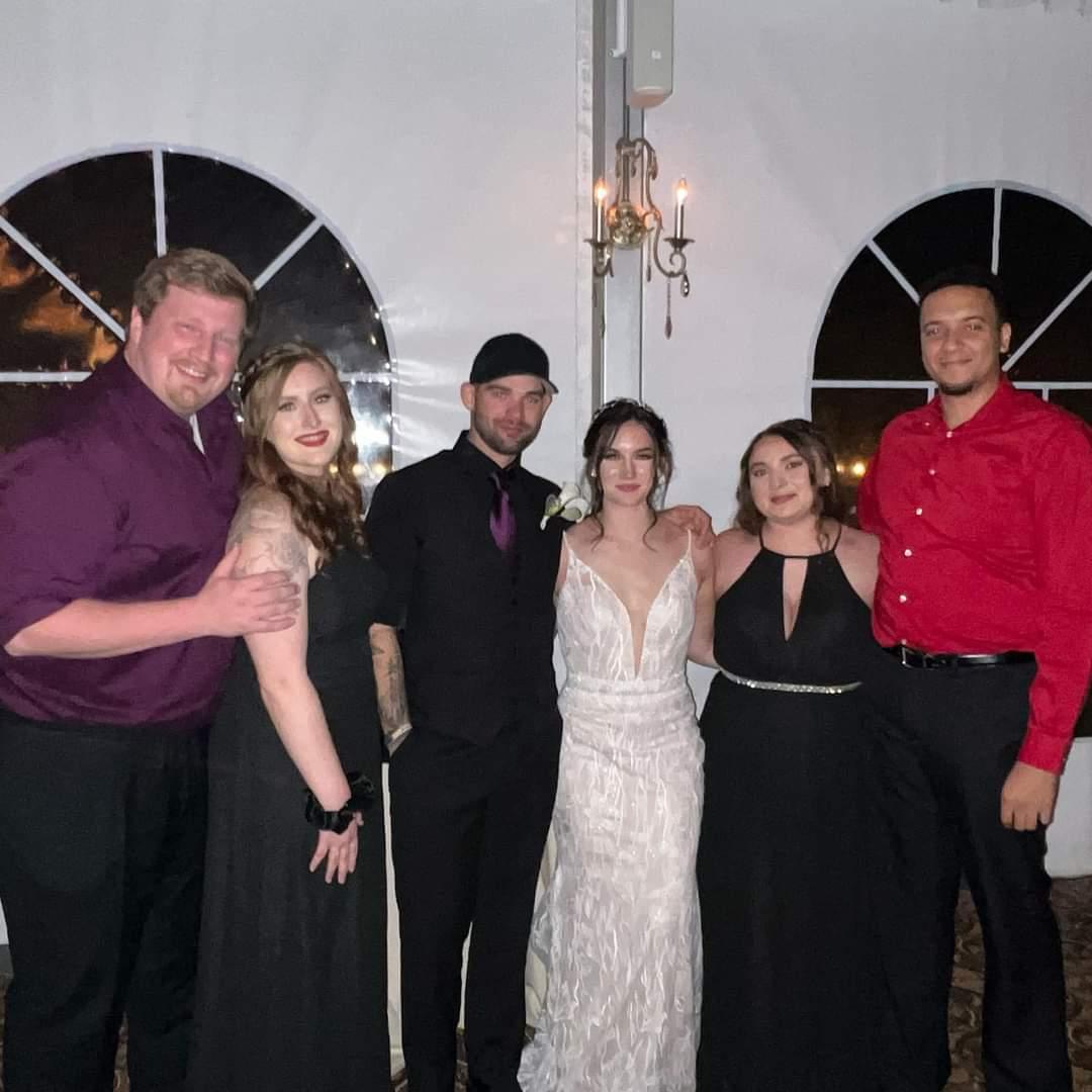 A group picture from Megan and Brenden's Wedding, with Alyssa and Justin