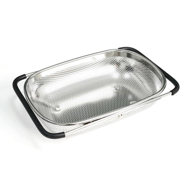 REDANT Over the Sink Metal Strainer and Colander for Kitchen - Large Food Strainers and Colanders with Rubber Grip - Sieve Fine Mesh Stainless Steel for Spaghetti, Pasta, Rice, Fruits, Vegetables