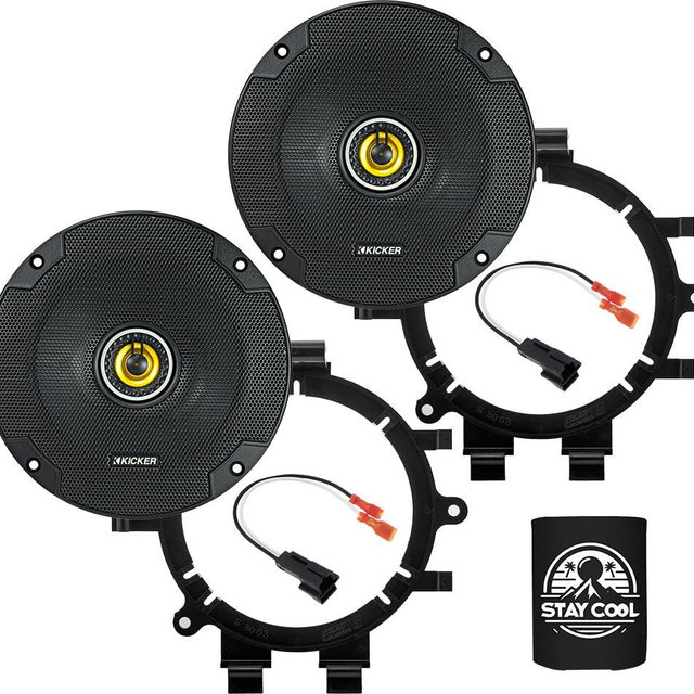 KICKER Speakers 6.5 inch for Chevrolet Silverado 1999-2006 Upgrade Kit - Pair of CS Series with Adapters and Harness, Coaxial 6 1/2 Car Audio Front Door Speaker for Chevy CSC65, 46CSC654