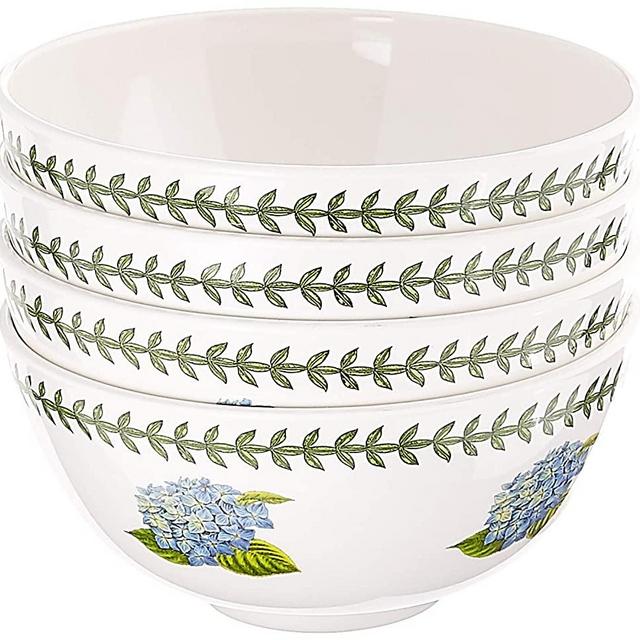 Portmeirion Botanic Garden Set of 4 Melamine Bowls, 6", 6", White