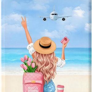 Holiday Beach Luggage Cover Washable Elastic Gir/Women Aeroplane Travel Suitcase Cover Anti-scratch Suitcase cover Fits 26-28 Inch Luggage Cover