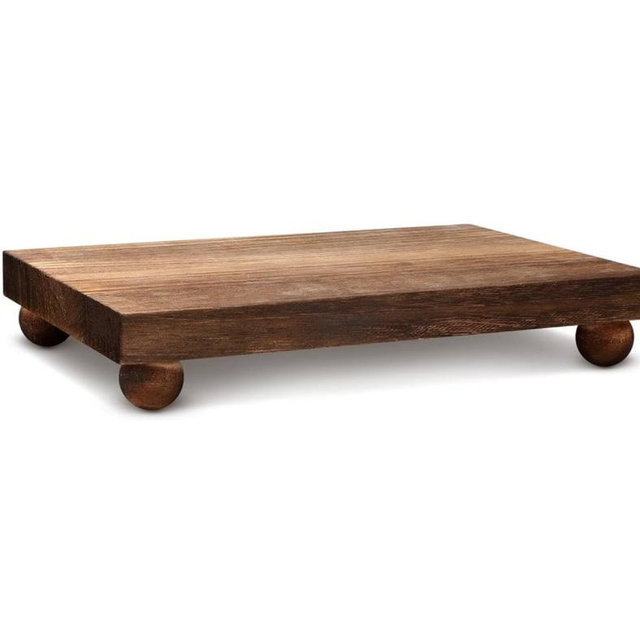 Amyhill Wood Pedestal Stand Kitchen Soap Tray Farmhouse Wooden Riser Stand for Kitchen Bathroom Counter Table Decor Plant Candle Vases Display (Dark Brown, 12 x 7 inch)