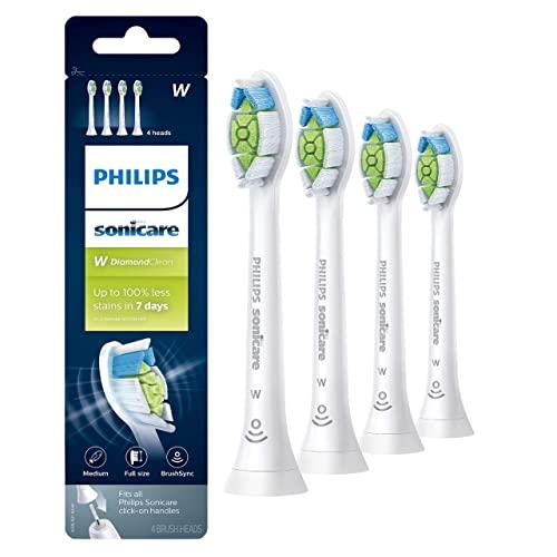 Philips Sonicare HX6064/65 Genuine DiamondClean replacement toothbrush heads, BrushSync technology, White 4- Pack