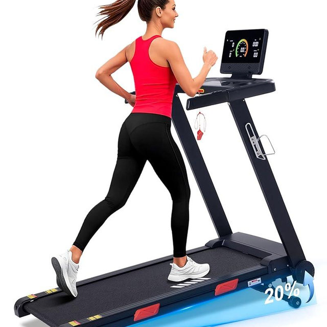 ATEEDGE Auto Incline Treadmill, 20% Incline, 3.0HP, 10 MPH Running Machine, 18.5" Wide Belt, 350 lbs Capacity, Treadmill for Home with Bluetooth App