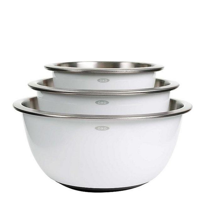 OXO 3-Piece Stainless Steel Mixing Bowl Set | White