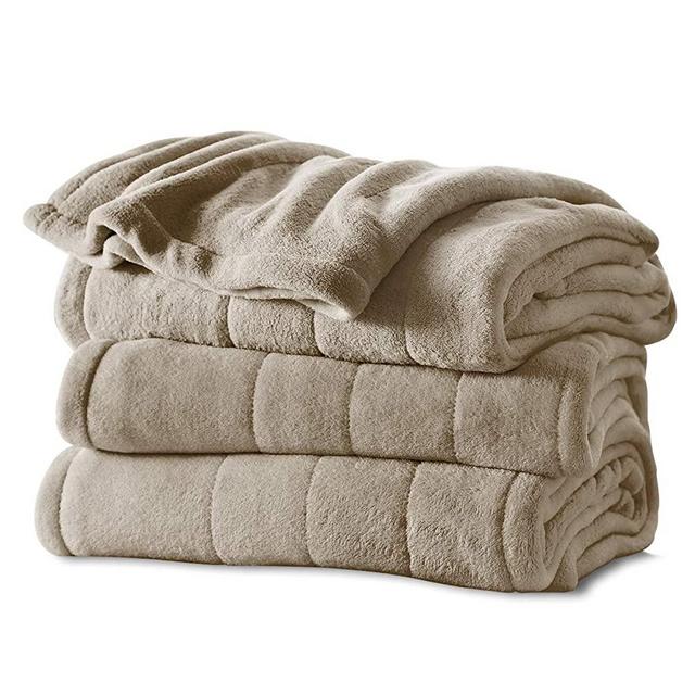 Sunbeam Heated Blanket | Microplush, 10 Heat Settings, Mushroom, Full - BSM9KFS-R772-16A00