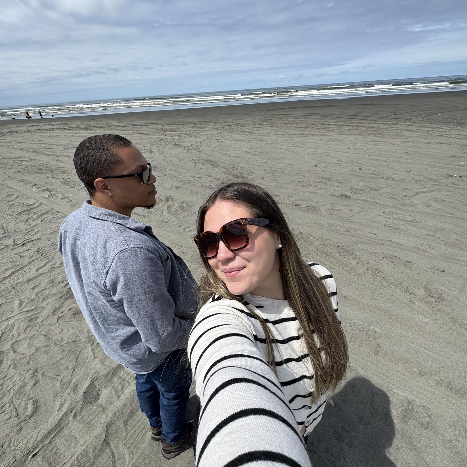 Going to the beach after touring our wedding venue!