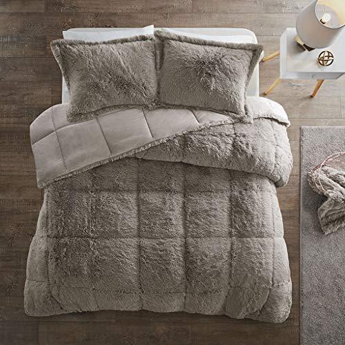 Intelligent Design Malea Shaggy Faux Fur Comforter Set Grey King/Cal King