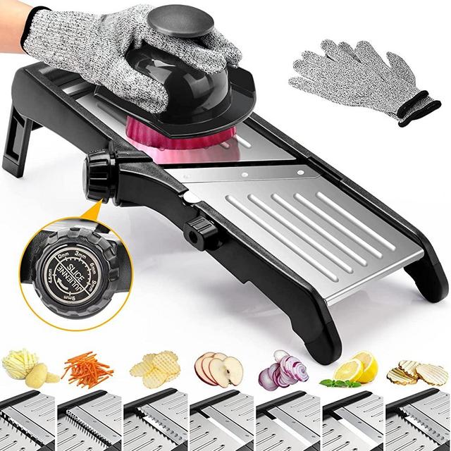 Mandoline Slicer for kitchen Adjustable Stainless Steel Vegetable slicer, Food slicer Onion Potato Chip French Fry 7 in 1 vegetable slicer